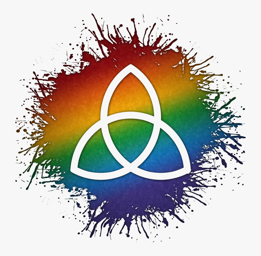 Triquetra Symbol Silhouetted Out Of Lgbtq Rainbow Paint - Bi Flag, HD Png Download, Free Download