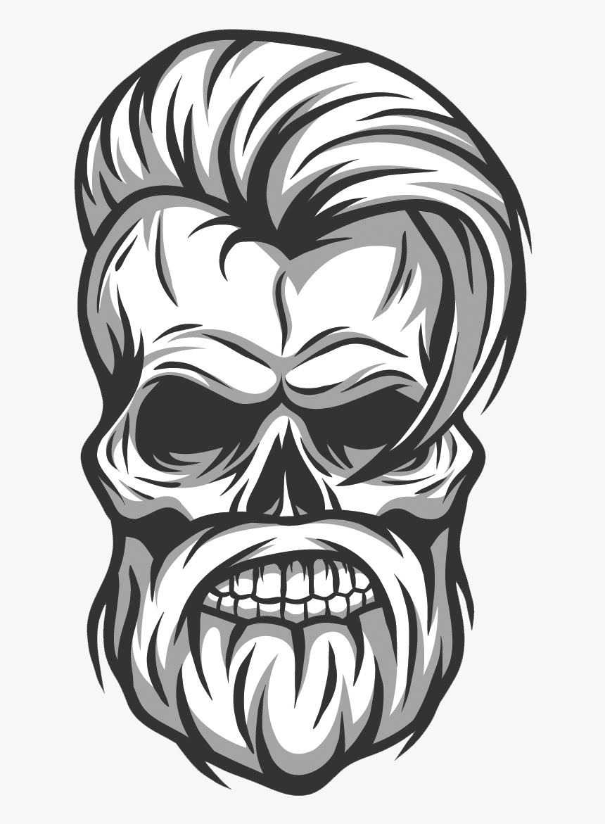 Skull Photography Illustration Hair Vector Hipster - Skull With Beard Png, Transparent Png, Free Download