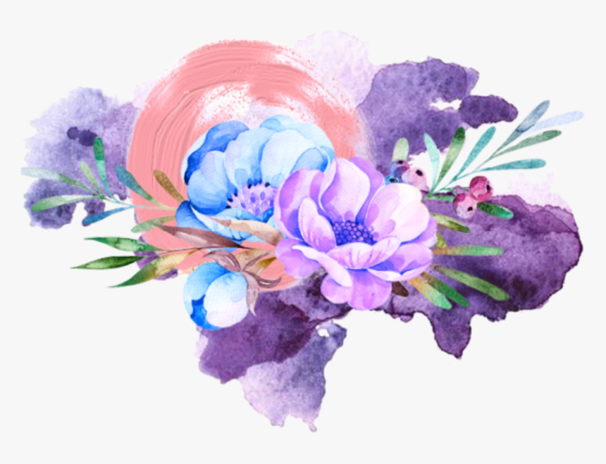 #watercolor #flowers #purple #pink #bluelight #aesthetic - Purple Watercolor Flowers Transparent, HD Png Download, Free Download