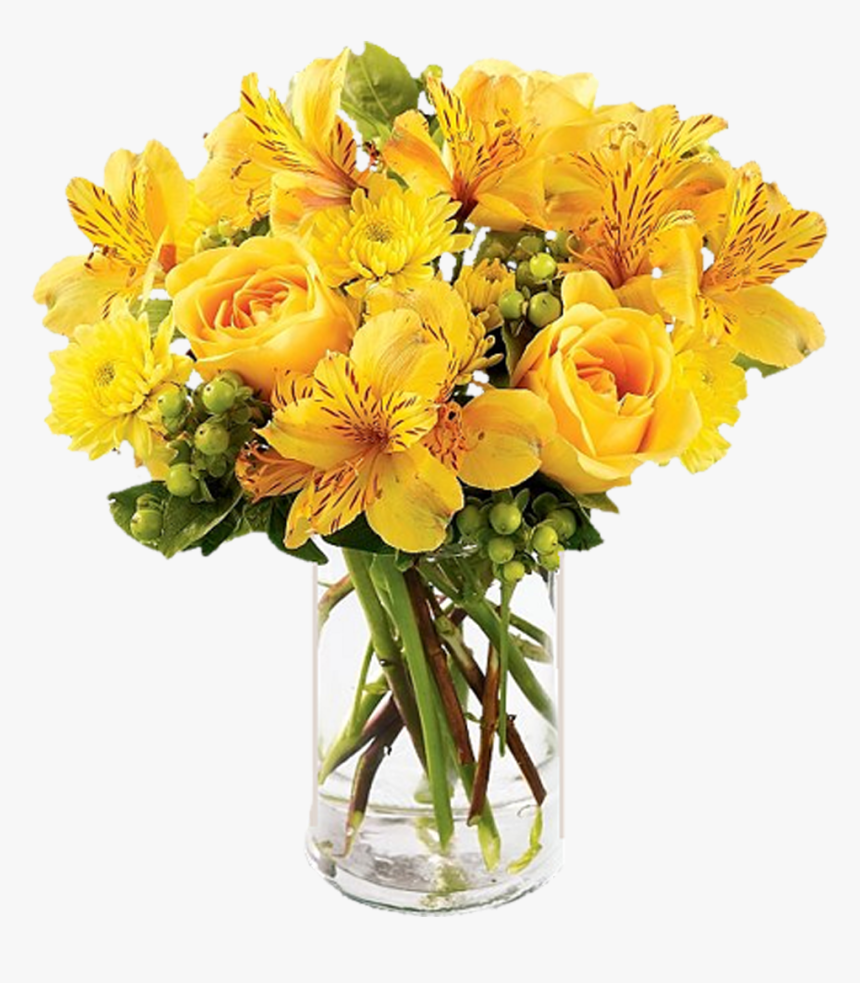 Flower Yellow Rose Chrysanthemum Buchete - Yellow Flowers Bouquet, HD Png Download, Free Download