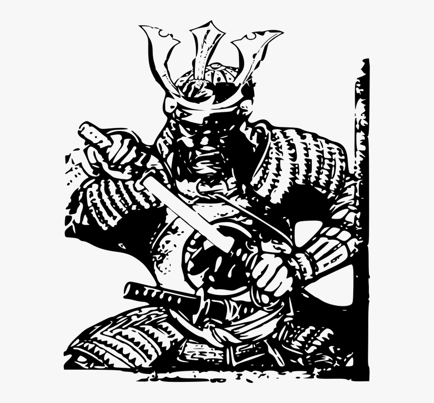 Huge Freebie Download - Japanese Samurai Art Black And White, HD Png Download, Free Download