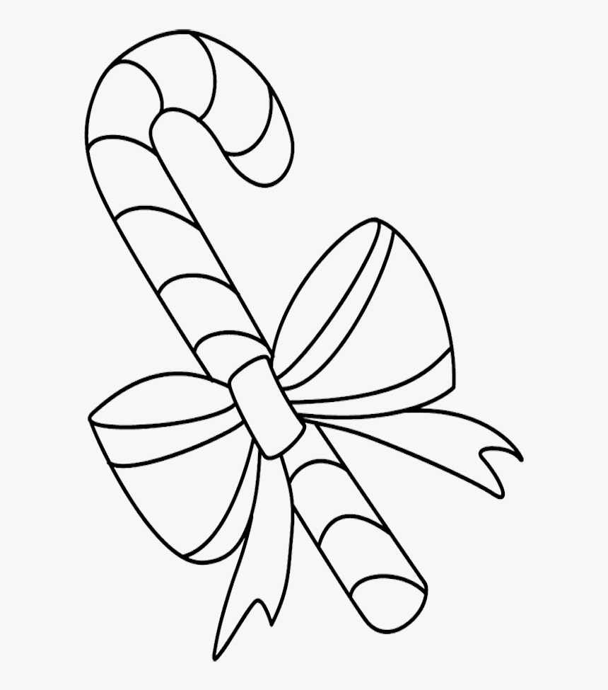 Printable Christmas Candy Cane Coloring Pages Christmas - Christmas Candy Cane Black And White, HD Png Download, Free Download