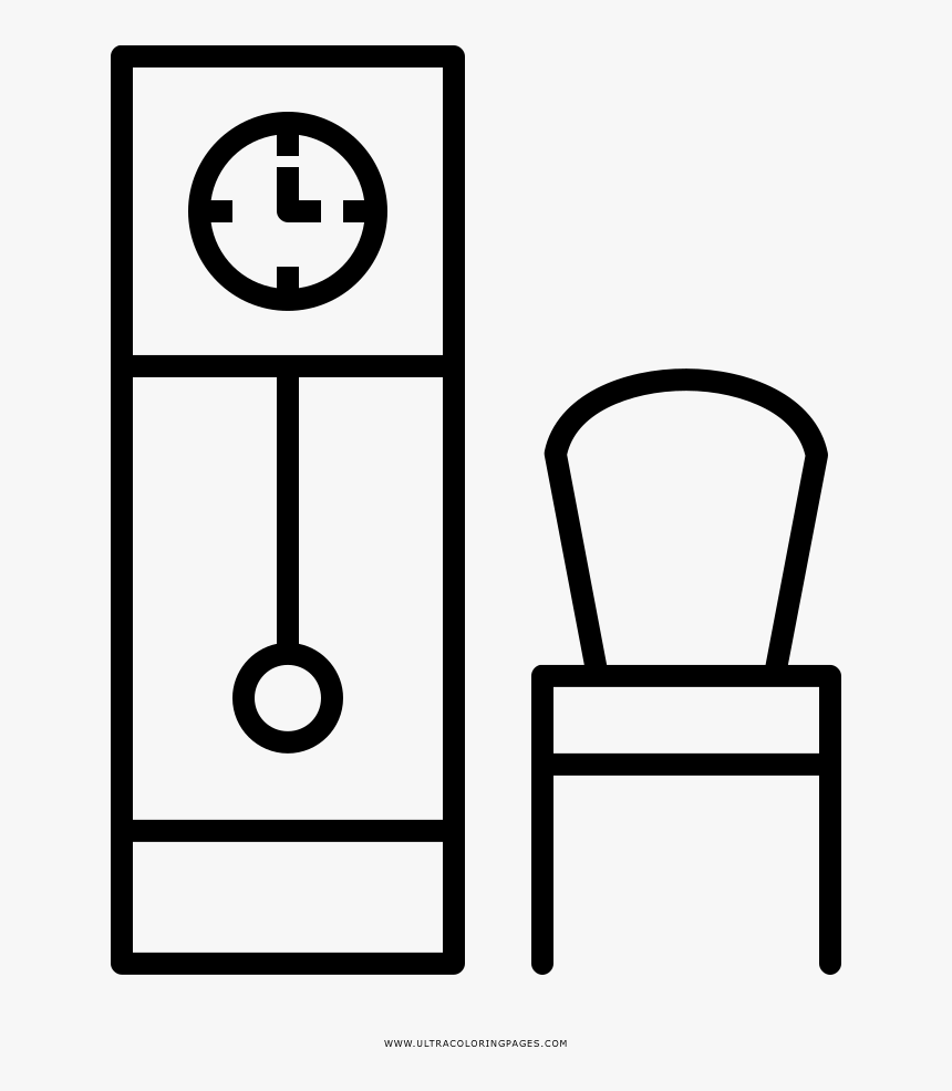 Grandfather Clock Coloring Page - Chair, HD Png Download, Free Download