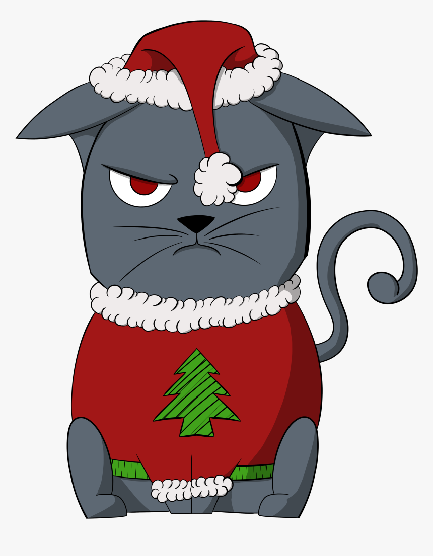 Angry Xmas Cat - Cartoon, HD Png Download, Free Download