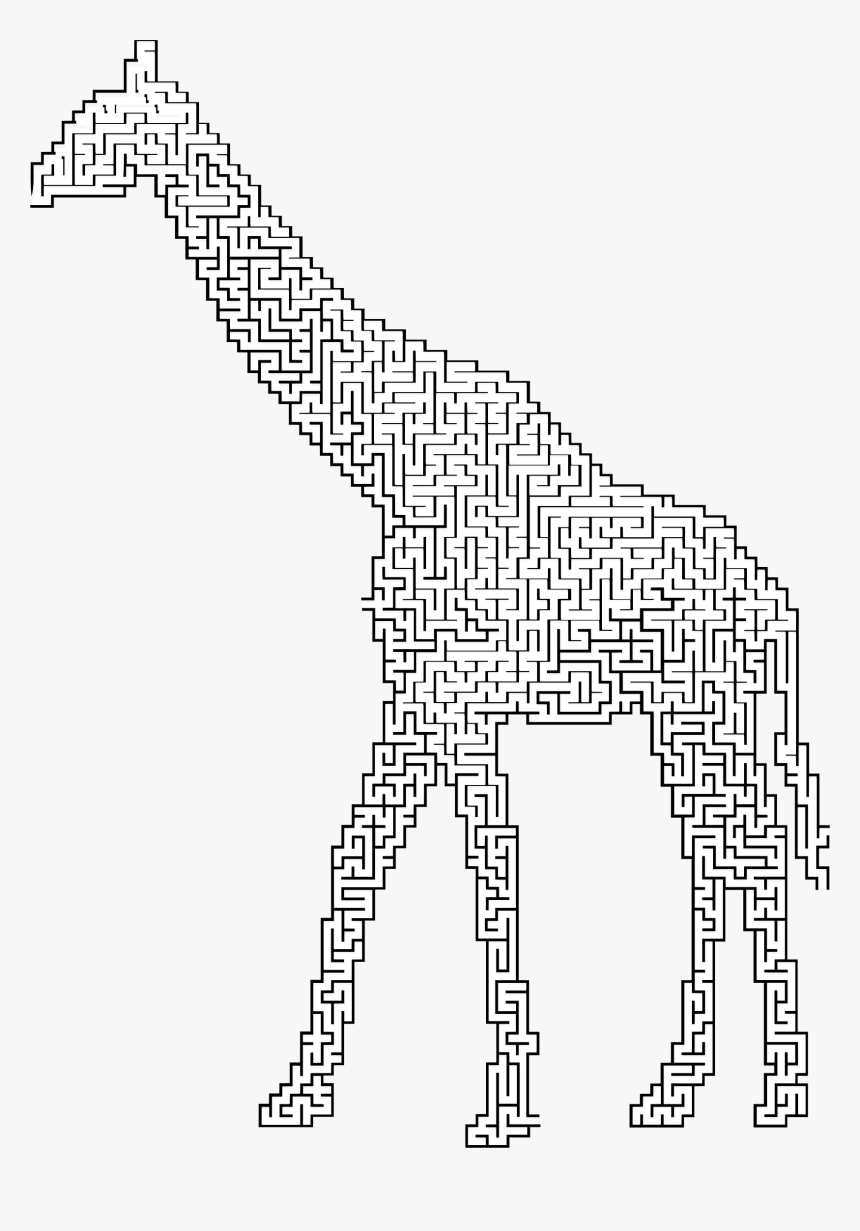 Giraffe Landscape Silhouette Minus Landscape Maze Clip - Giraffe Animal Maze, HD Png Download, Free Download