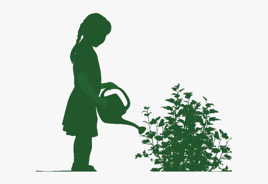 Girl Watering Green - Silhouette People Planting Png, Transparent Png, Free Download