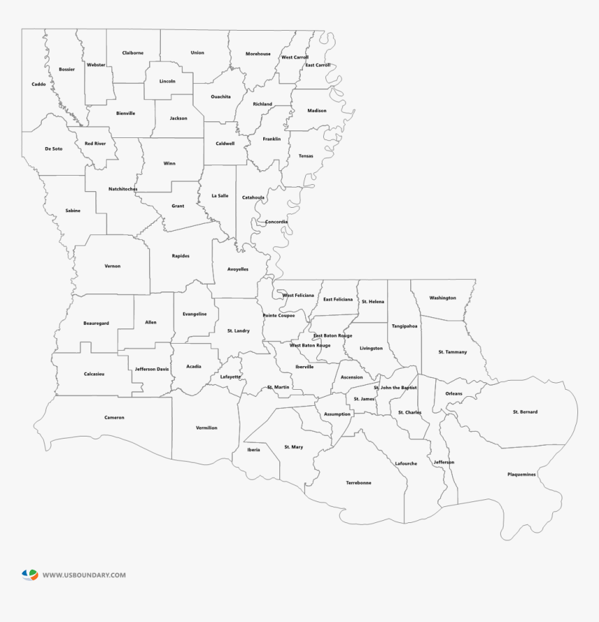 Louisiana Counties Outline Map - Drawing, HD Png Download, Free Download
