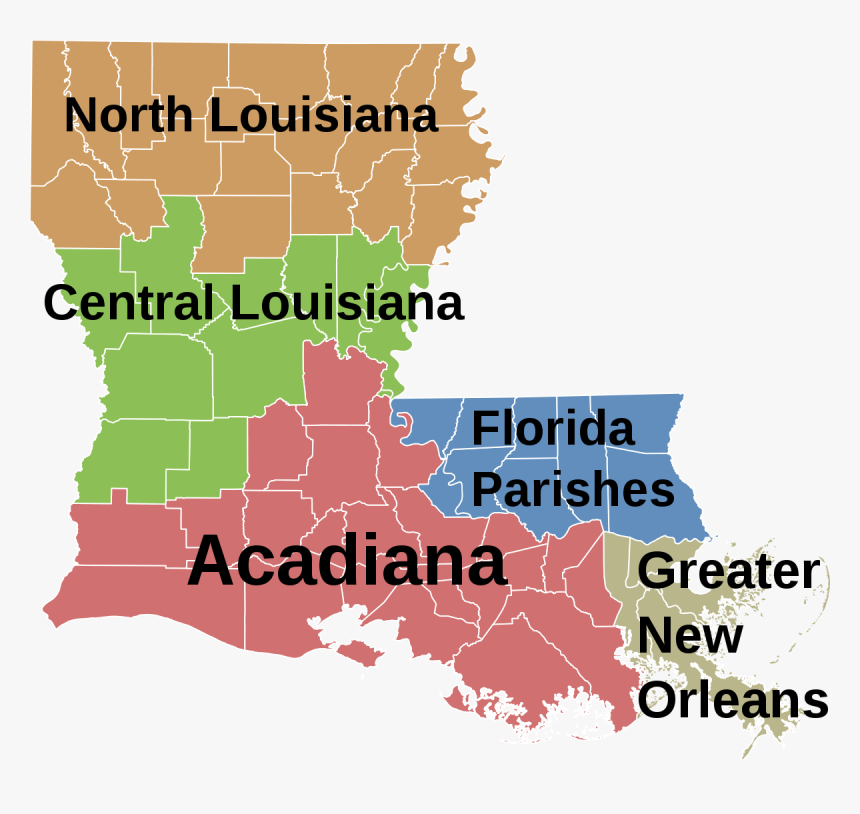 Transparent Louisiana Outline Png - 5 Regions Of Louisiana, Png Download, Free Download