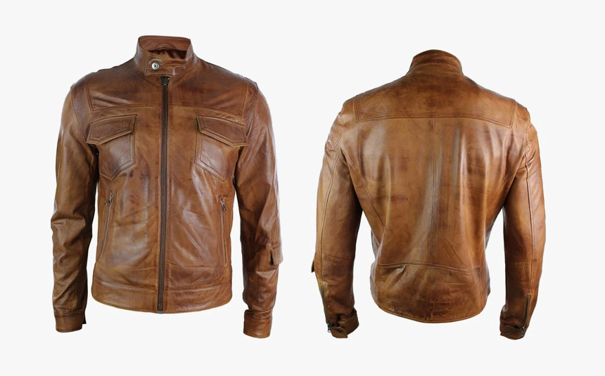 Biker Leather Jacket Png High Quality Image - Retro Brown Leather Jacket, Transparent Png, Free Download