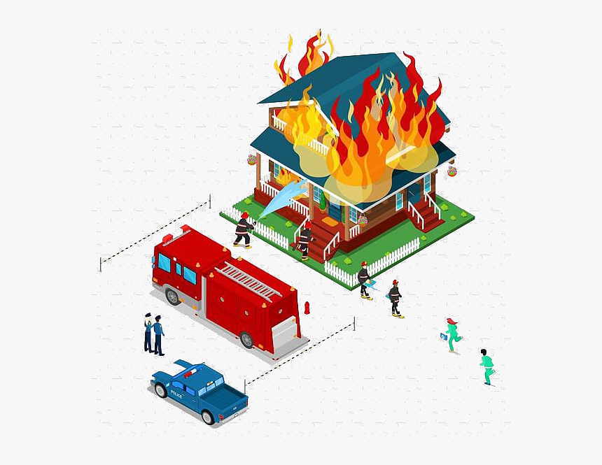 Fire Station Firefighter Structure Fireman Transparent - Firefighter House Fire Clipart, HD Png Download, Free Download