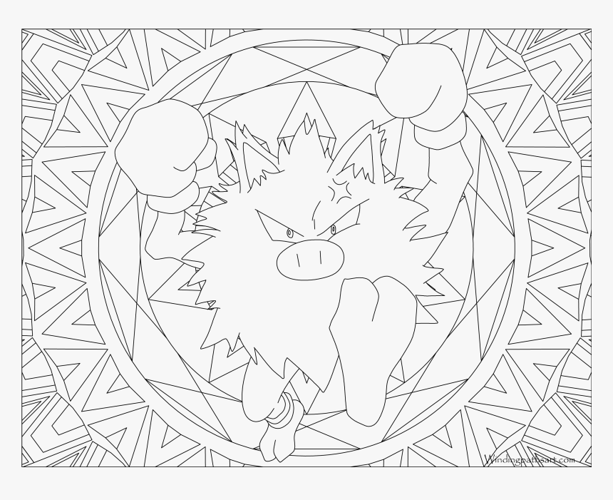 Adult Pokemon Coloring Page Charmeleon - Primeape Mandala, HD Png Download, Free Download