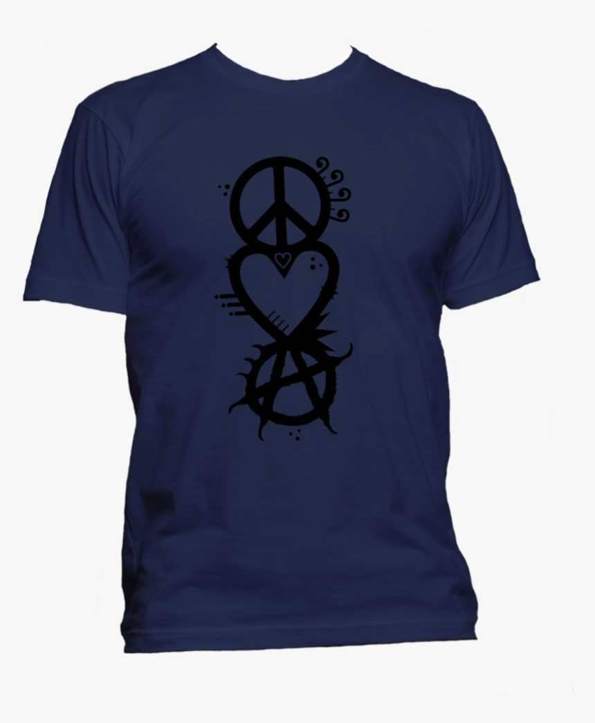 Peace Love Anarchy 2 Mockup Mens Navy, HD Png Download, Free Download