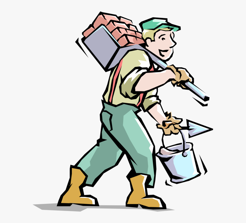 Vector Illustration Of Handyman Home Renovation Expert - Man Carrying Bricks Clipart, HD Png Download, Free Download