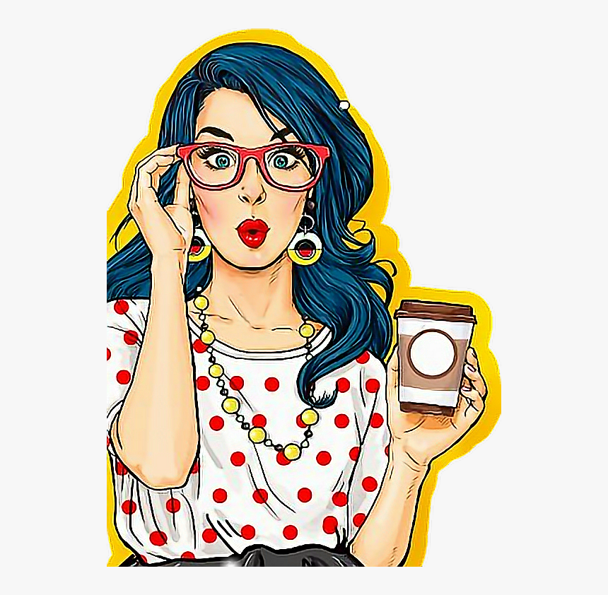 #girl #cute #pop #cartoon #popart #popgirl #coffee - Pop Art Cute Girl, HD Png Download, Free Download