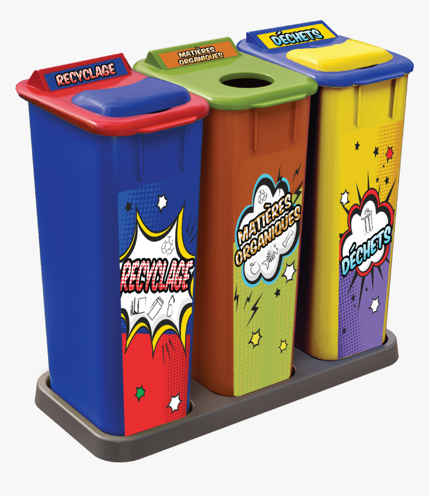 Recycling Center Pop Art 3 X 58 Liters - Pop Art Recycle Bins, HD Png Download, Free Download