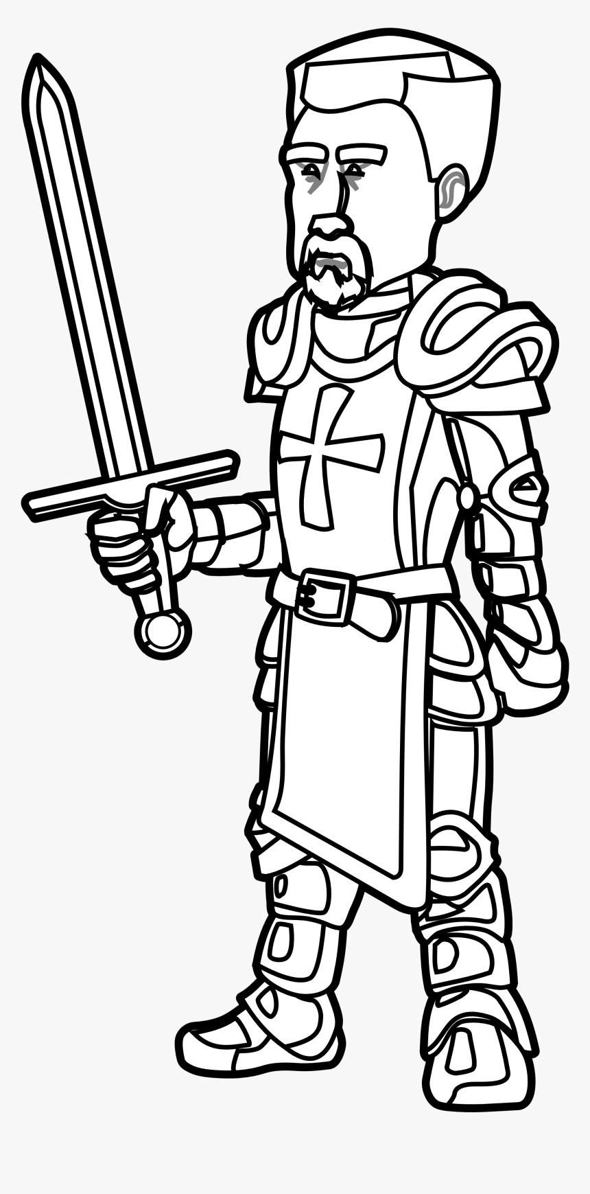 Knight Helmet Clipart - Medieval Knight Line Art, HD Png Download, Free Download