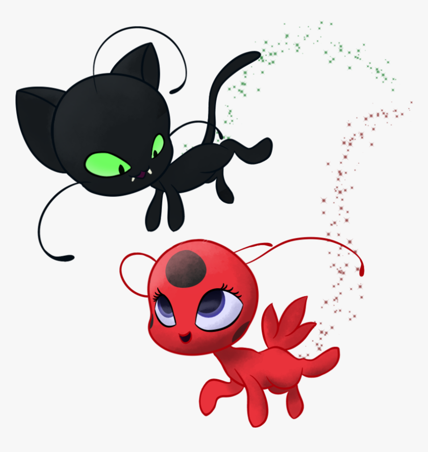 Drawing Ladybug Kwami Transparent Png Clipart Free - Drawing Ladybug And Cat Noir, Png Download, Free Download