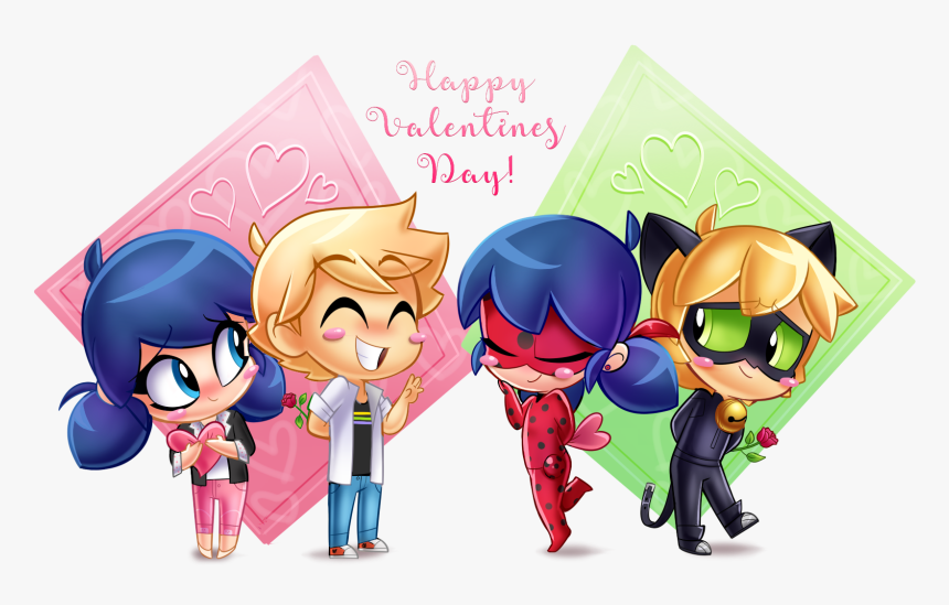 Atentine Cu Cartoon - Miraculous Ladybug Valentine's Day, HD Png Download, Free Download