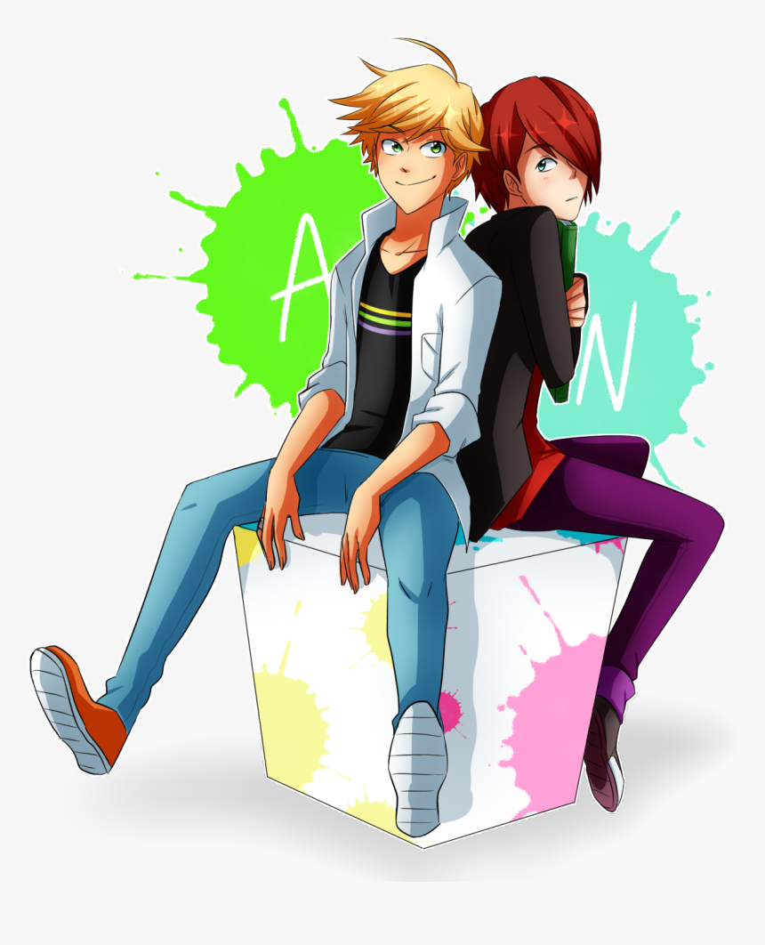 Sitting Cartoon Male Fictional Character Boy Human - Nathan And Adrien Miraculous Ladybug, HD Png Download, Free Download