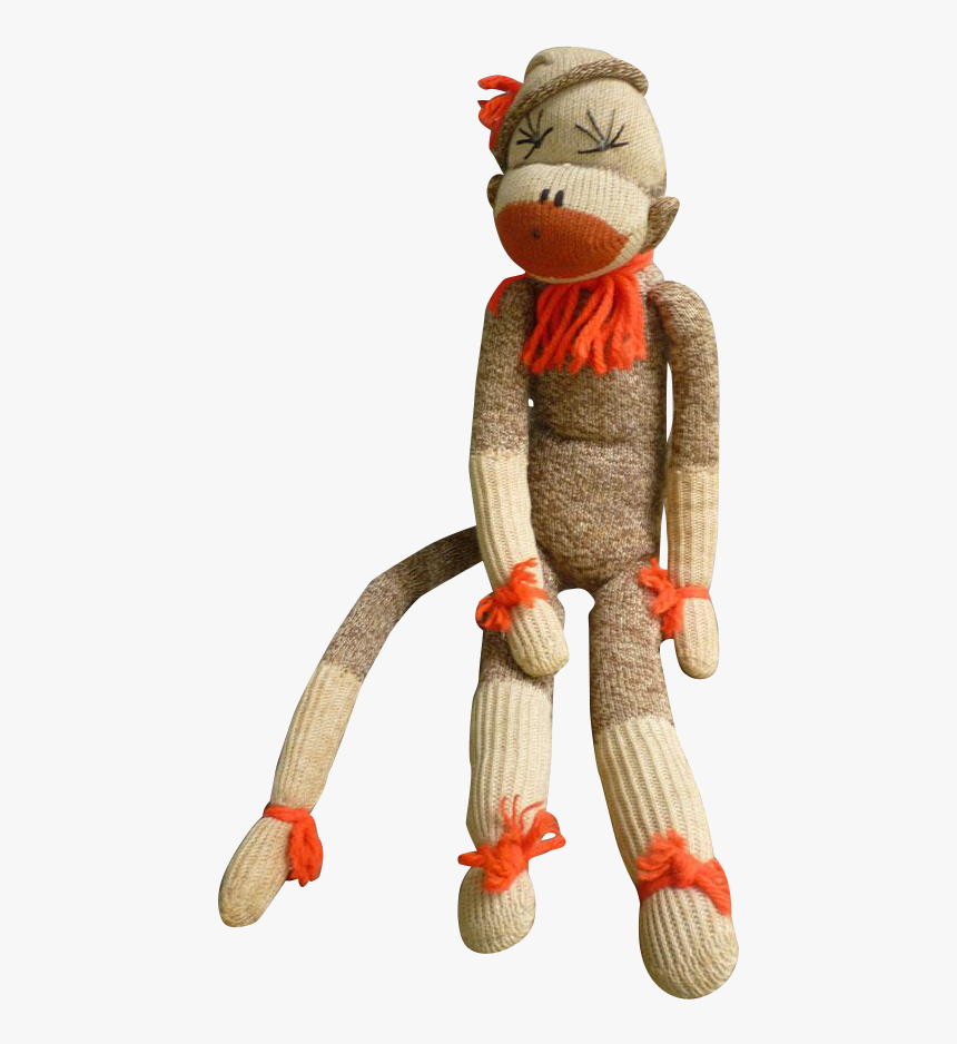 Vintage Hand Made Rockford Red Heel Sock Monkey Tina - Stuffed Toy, HD Png Download, Free Download