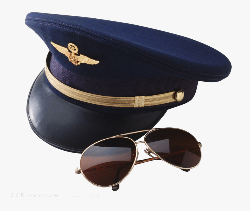 Blue Sunglasses 0506147919 Cap Airplane Hat Clipart - Pilot Boeing Equipment, HD Png Download, Free Download