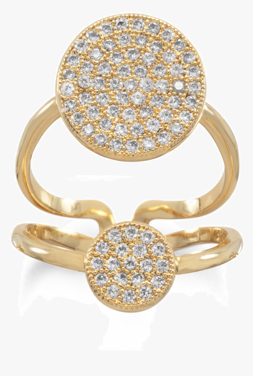 14 Karat Gold Plated Double Cz Circle Fashion Ring - Engagement Ring, HD Png Download, Free Download