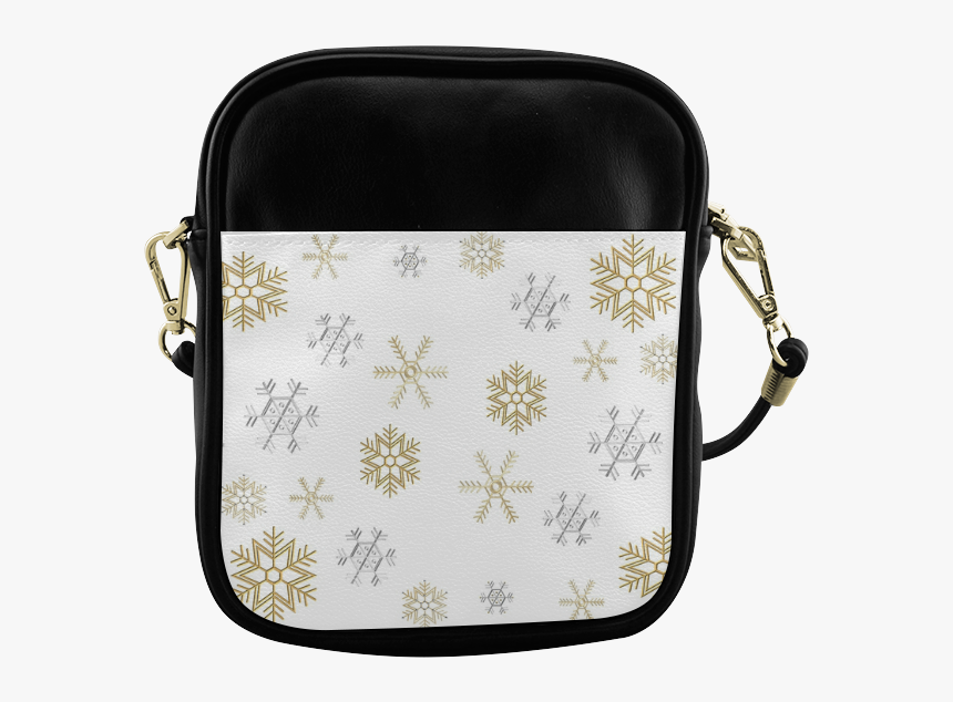 Silver And Gold Snowflakes On A White Background - Bag, HD Png Download, Free Download