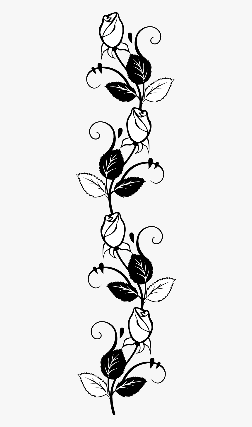 Rose Stencil Silhouette Drawing Free Transparent Image - Rose Vine Drawing, HD Png Download, Free Download