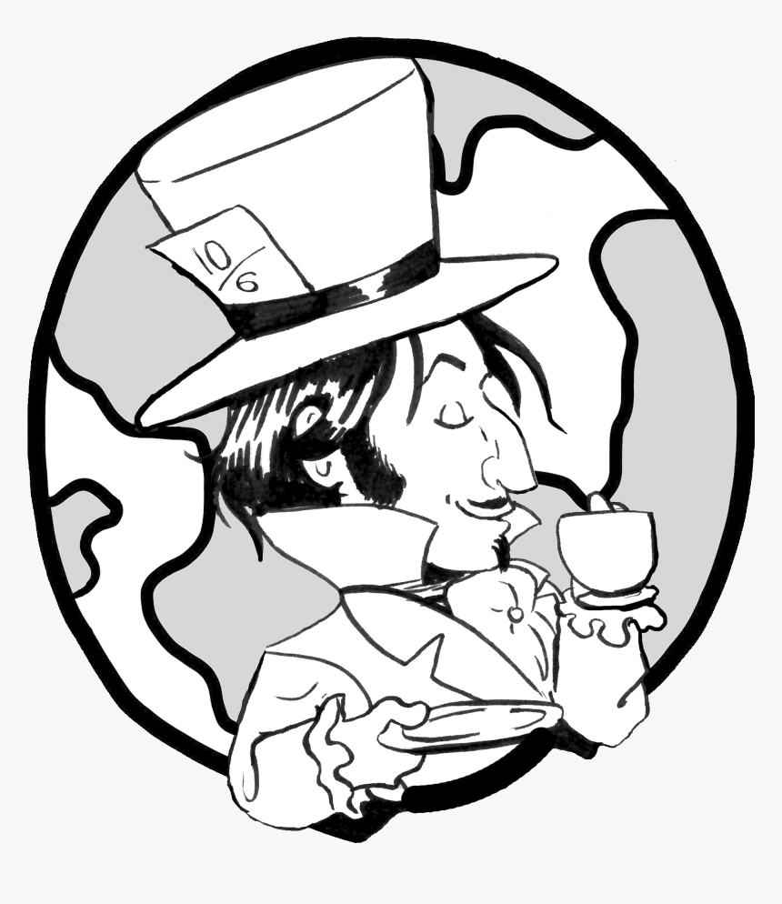 Hats Drawing Mad Hatter - Earth In Black And White, HD Png Download, Free Download