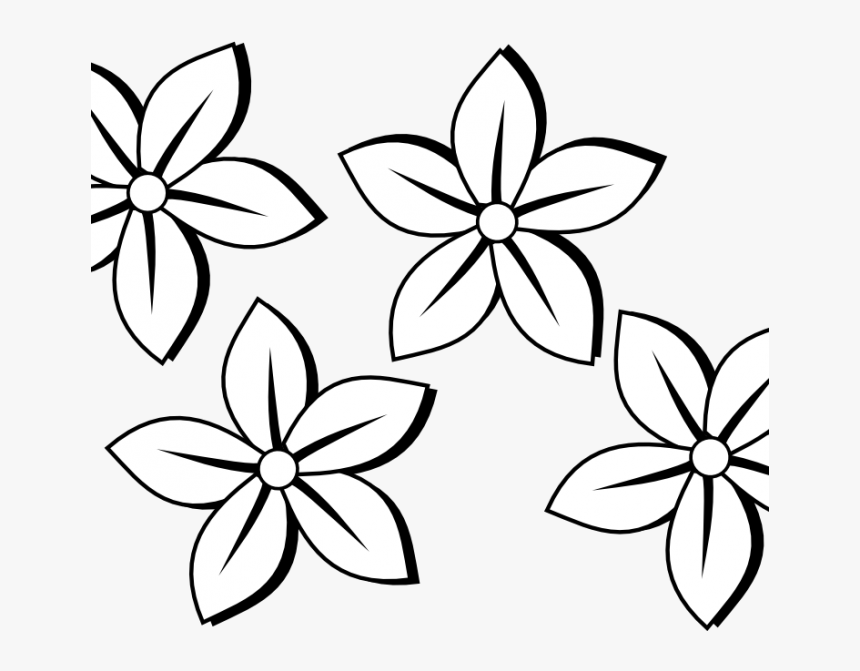 Outlines Of Flowers For Colouring Daisy Flower Daisy - Jasmine Flower Black And White, HD Png Download, Free Download