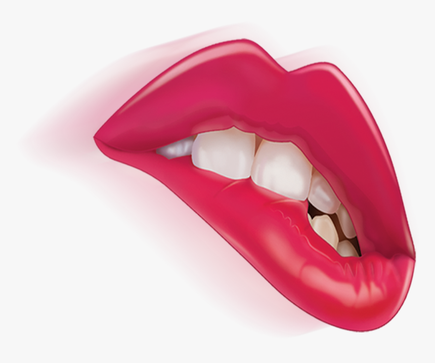 Clip Art Lip Biting - Mouth With Tongue Licking Lips, HD Png Download - kin...