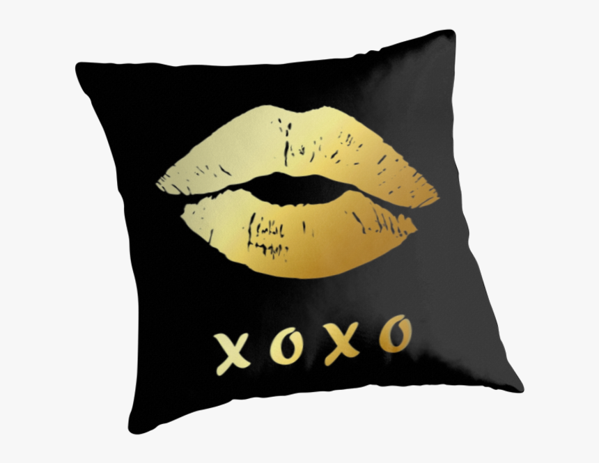 Gold Lips Xoxo Hugs And Kisses Throw Pillows - Red & Gold Posters, HD Png Download, Free Download