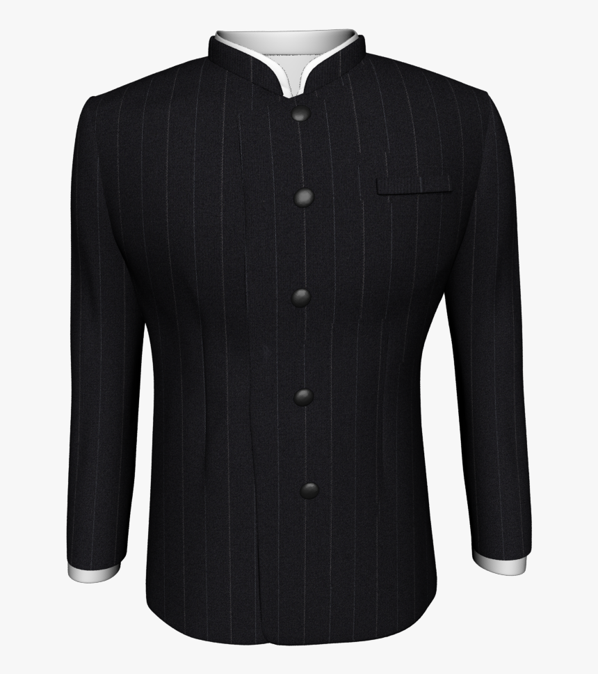 Black Stripes Bandhgala Jacket - Button, HD Png Download, Free Download