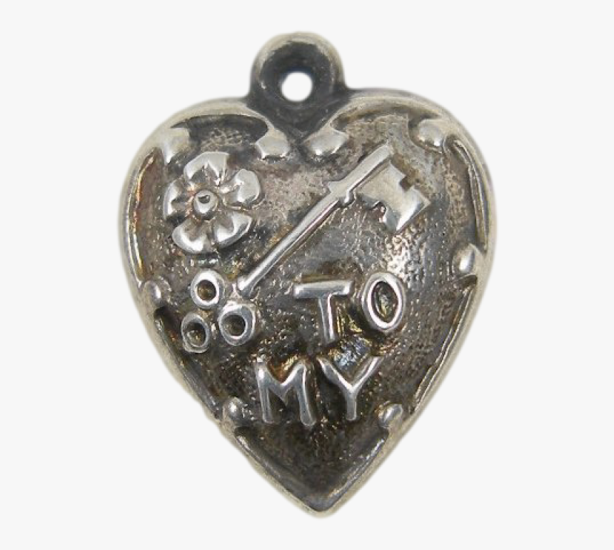 Vintage Sterling Silver Extra Puffy Key To My Heart - Locket, HD Png Download, Free Download