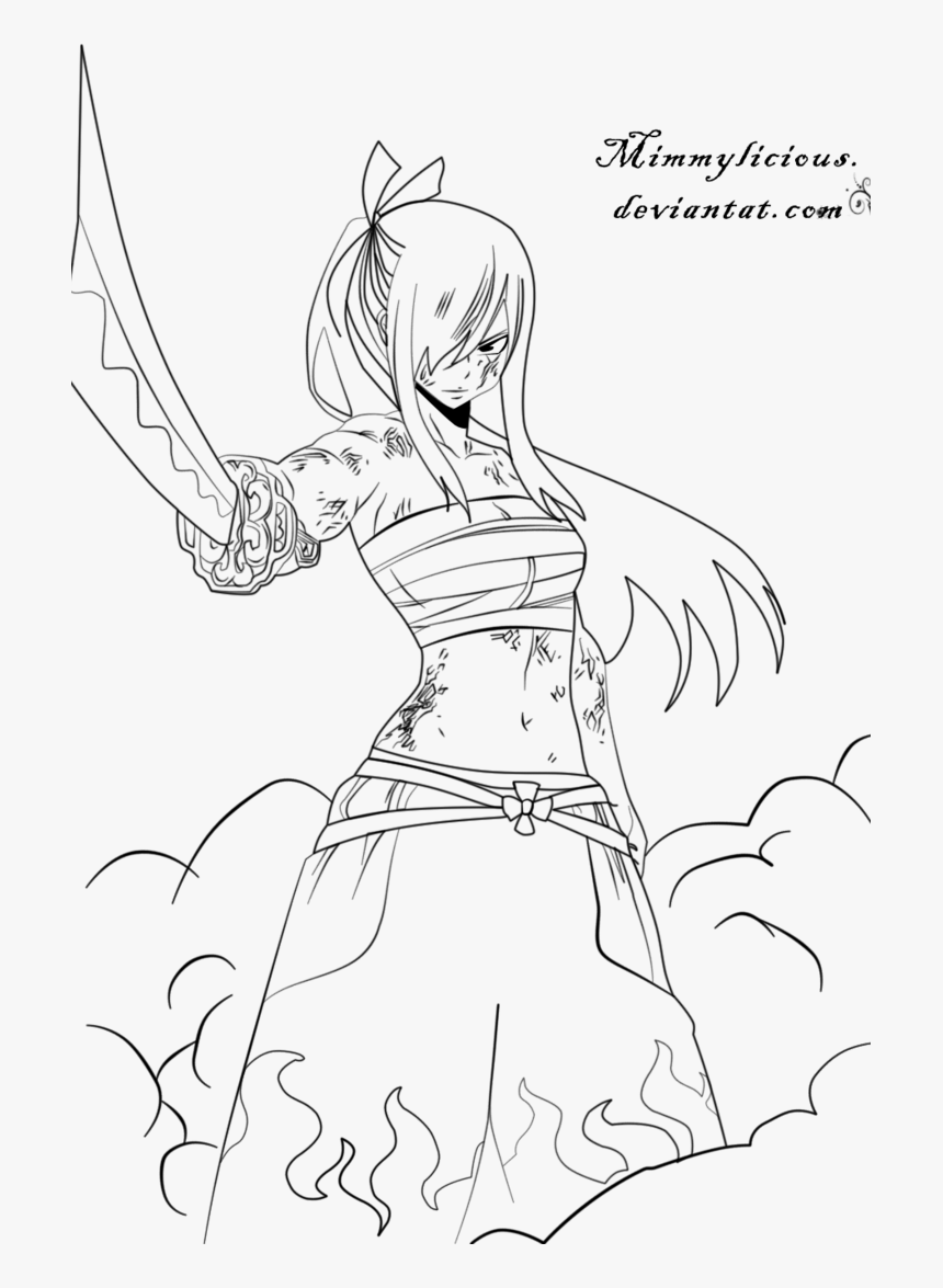 Erza Scarlet By Mimilyn - Erza Scarlet Coloring Pages, HD Png Download, Free Download