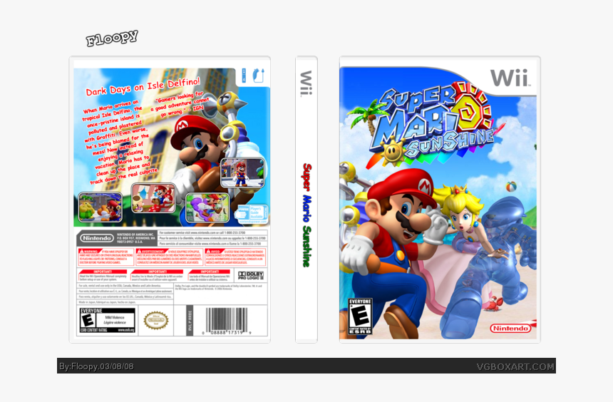 Super Mario Sunshine Box Art Cover - Super Mario Sunshine Wii Cover, HD Png Download, Free Download