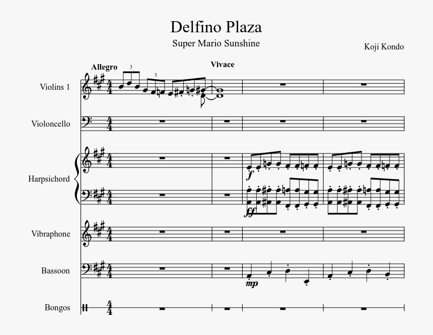 Mario Sunshine Delfino Plaza Music Sheet, HD Png Download, Free Download