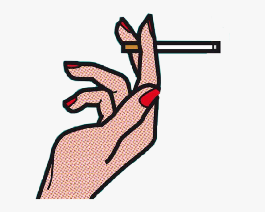 Cigarette Hand Rednail Comic Smoke Artfreetoedit - Pop Art Girls Smoking, HD Png Download, Free Download