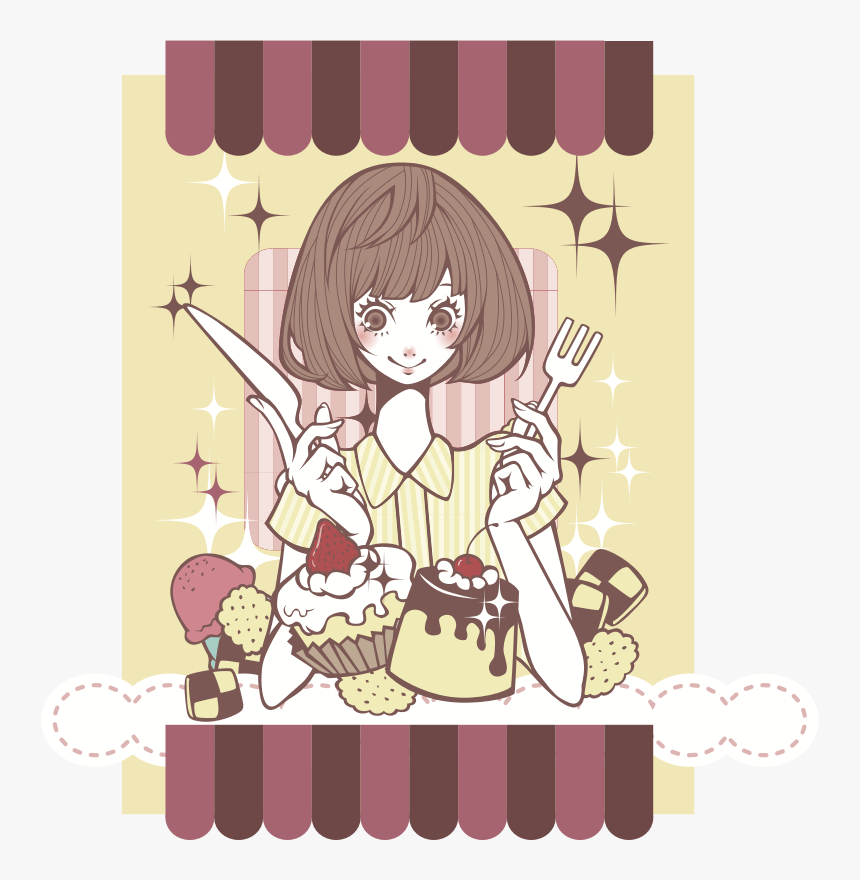 Dessert Girl - Cartoon, HD Png Download, Free Download