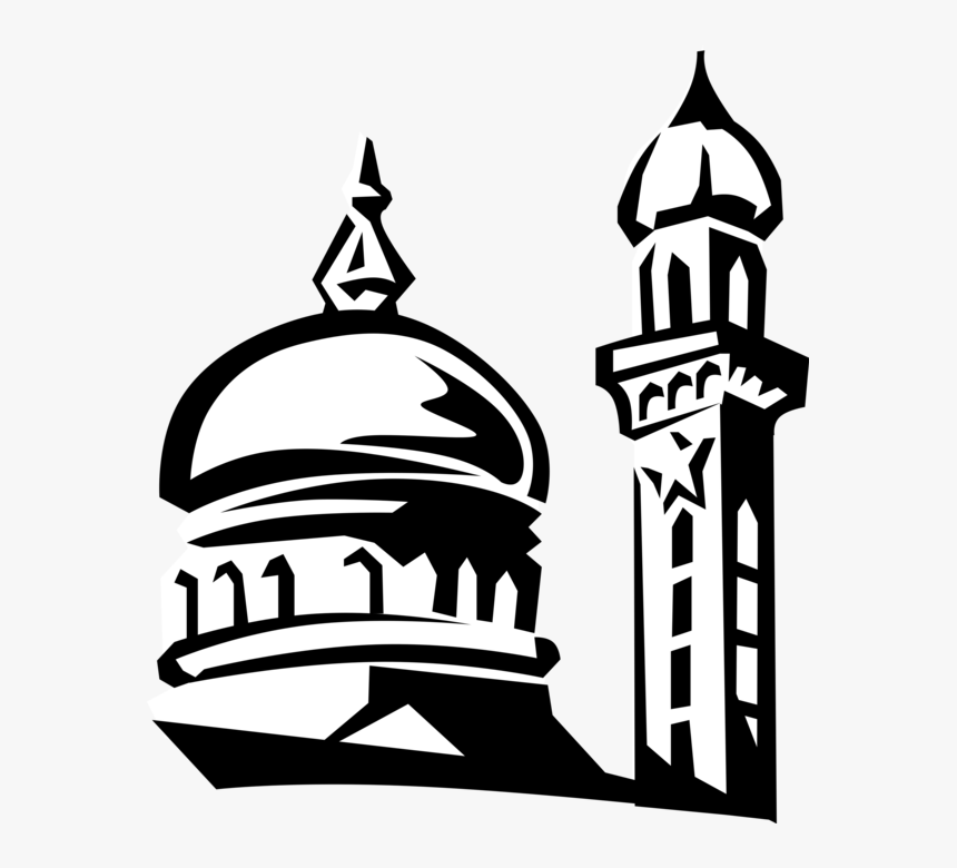 Vector Black And White Stock Islamic Mosque Dome And Vector Clipart Masjid Png Transparent Png Kindpng