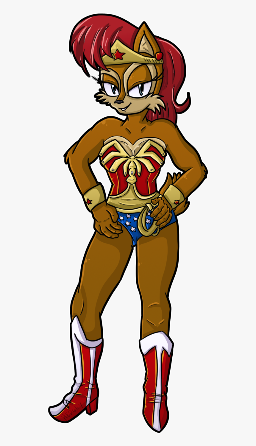 Wonder Woman Princess Sally Acorn Starfire Cartoon - Sally Acorn As Wonder Woman, HD Png Download, Free Download