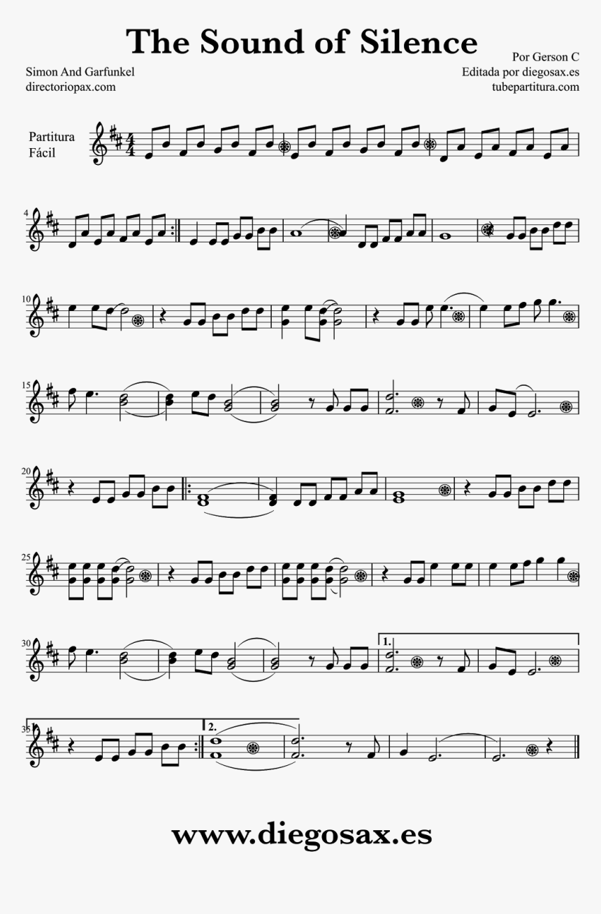 Sheet-music - Hello Darkness My Old Friend Partitura, HD Png Download, Free Download