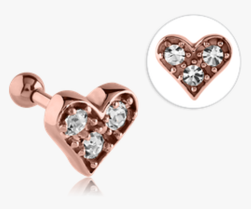 Rose Gold Plate White Crystals Heart - Heart, HD Png Download, Free Download