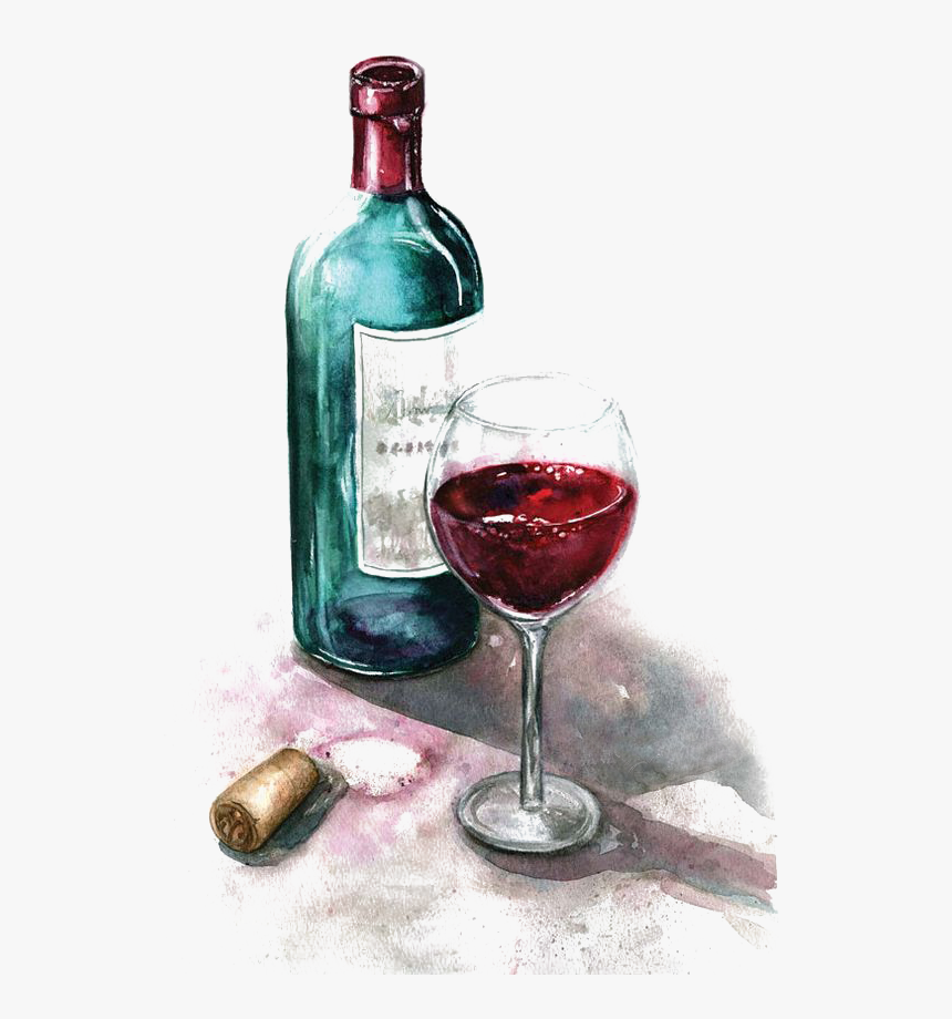 Of Watercolor Glass Painting Red Wine Clipart - Watercolor Paintings Of Wine Bottles, HD Png Download, Free Download