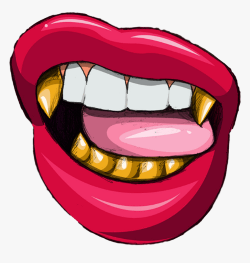 Lip Biting Grill Shirt , Png Download - Cartoon Lips With Grill,  Transparent Png - kindpng