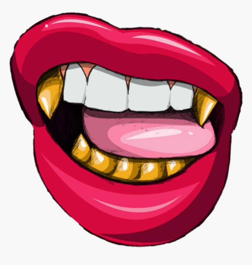 Lip Biting Grill Shirt , Png Download - Cartoon Lips With Grill, Transparent Png, Free Download