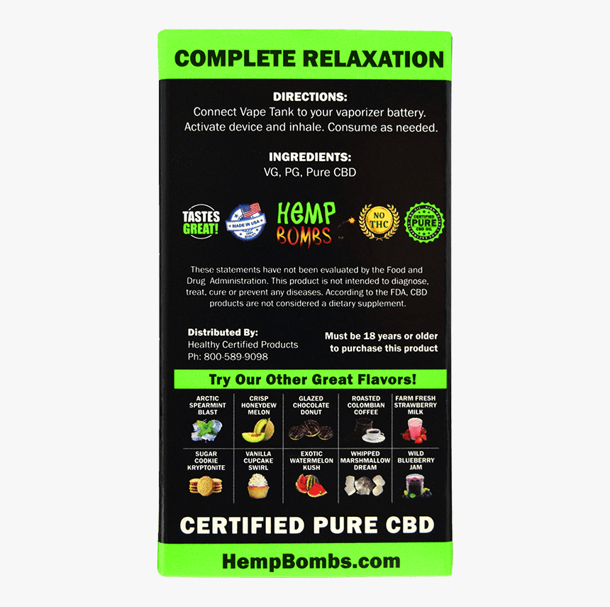 Hemp Bombs Cbd Cartridge, HD Png Download, Free Download