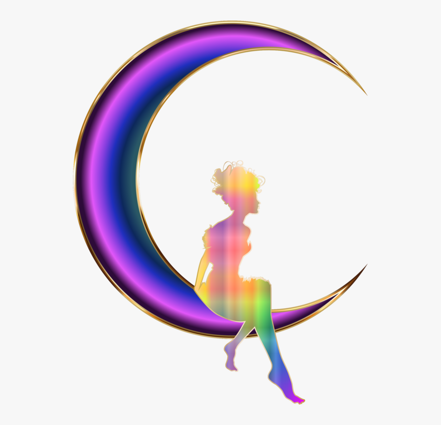 Fictional Character,circle,hula Hoop - Sitting Girl In Crescent Moon With Background, HD Png Download, Free Download