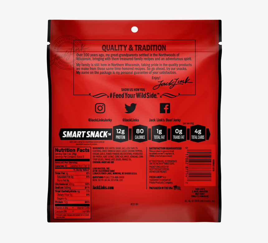 Beef Jerky Nutrition Facts Label, HD Png Download, Free Download