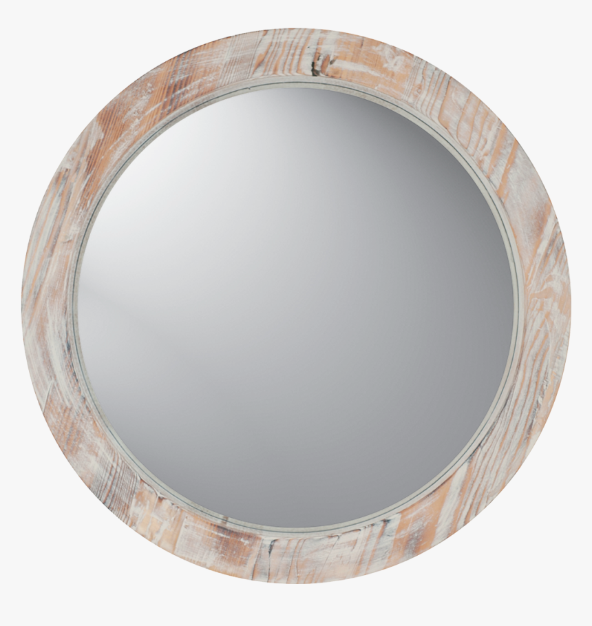 Round Washed Wood Mirror - Mirror, HD Png Download, Free Download